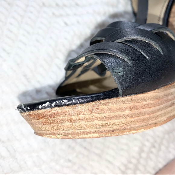 BP T-Sandal Basket Weave Stacked Heel Black 9.5 - Picture 15 of 16